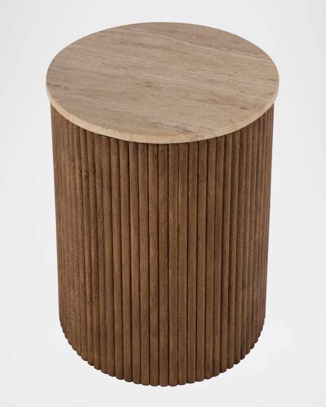Ruby Fluted Travertine Side Table